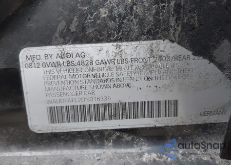 2013 Audi A4 2.0T Premium из США, поврежденный, VIN WAUDFAFL2DN018335